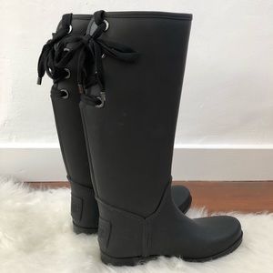 Coach Tristee Black Lace Up Rain Boots